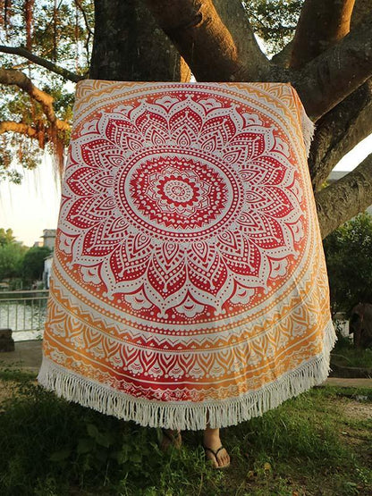 Fashion Printed Tasseled Round Beach Mat