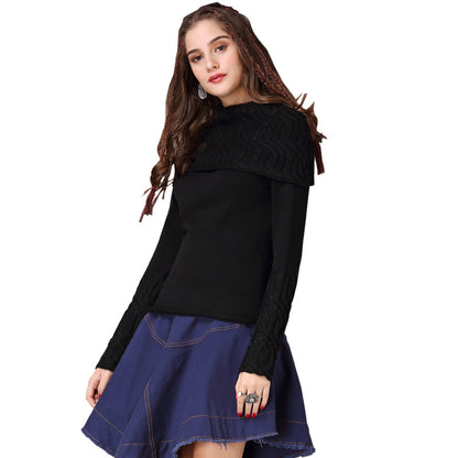 Spring Vintage Cotton Wool Fllower Pullovers Turn-down Collar Full Sleeve Boho Sweater
