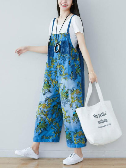 Multicolor Printed Wide Leg Jean Pants