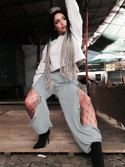 Loose Elastic Waist Sports Pants
