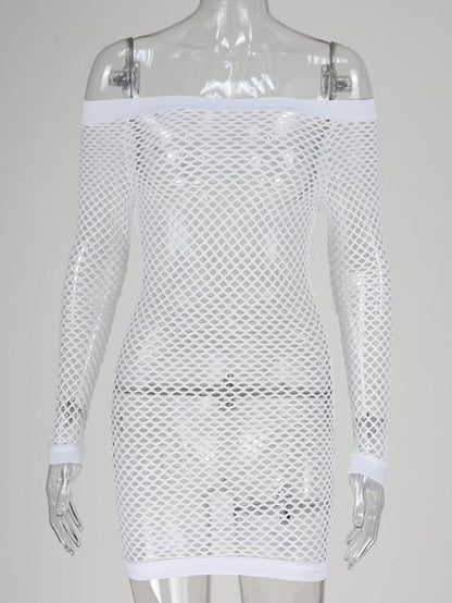 See-through Off The Shoulder Mini Dress
