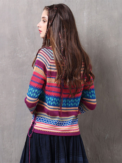 Colorful long sleeve V neck T shirt