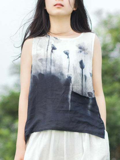 Printed Ink Wash Painting Vest