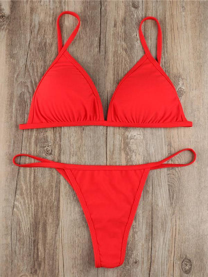 Sexy Plain Spaghetti Straps Bikinis Swimwear
