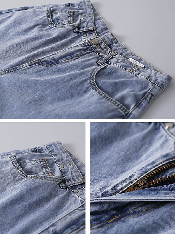 Urban Solid Color Empire Wide Leg Jean Pants