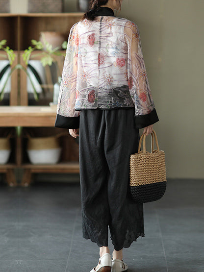 Original Thin See-Through Embroidered Long Sleeve Outerwear