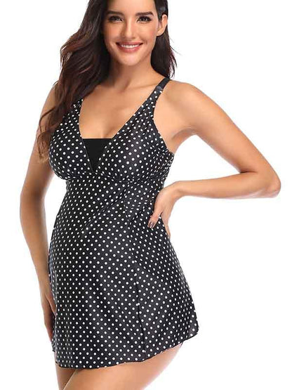 Maternity Polka Dot Bustier Tankini Swimsuit