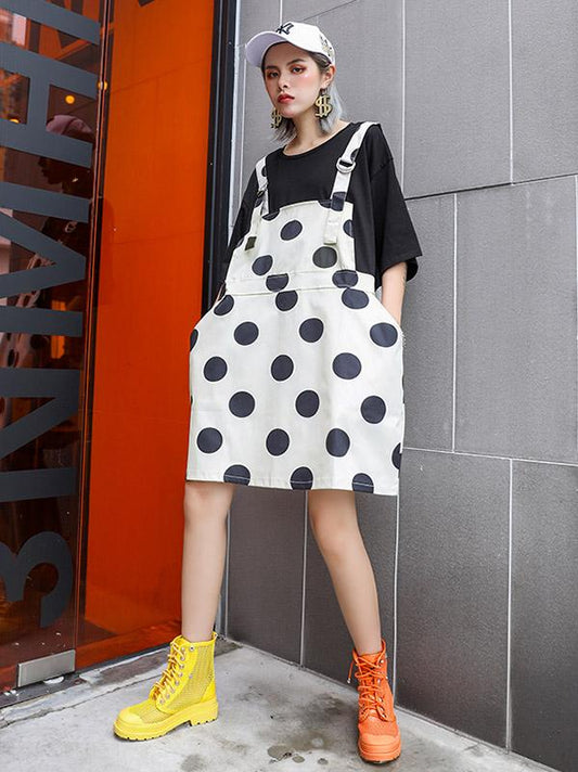 False-Two Polka-Dot Braces Dress