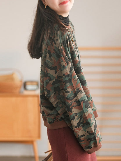 Fashion Split-Joint Camouflage Long Sleeves Sweatshirt Top