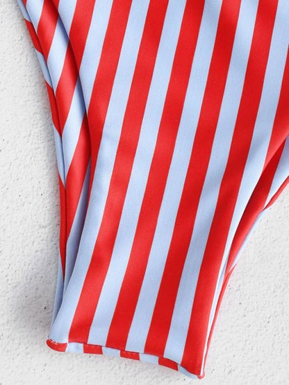 Striped Bandeau Bikinis Swimwear