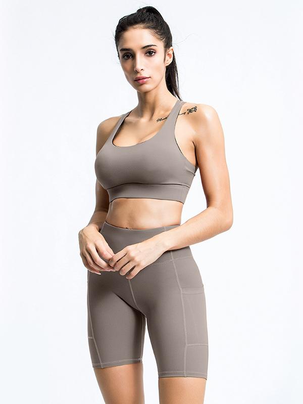 Wrap Solid Quick Dry Sleeveless Yoga Suits