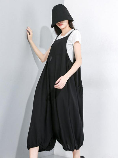 Solid T-Shirt + Jumpsuits Bottom Suit