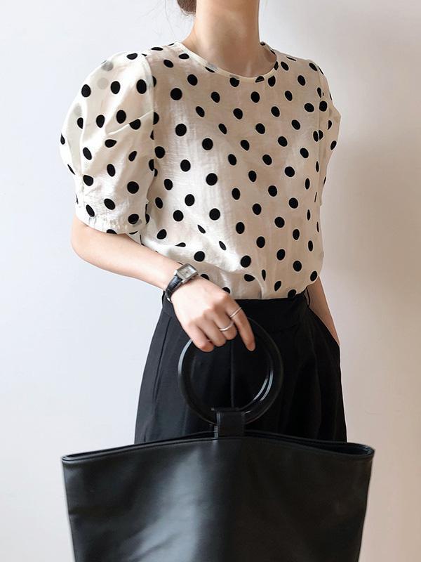 Original Polka-Dot Bishop Sleeve T-Shirts Tops