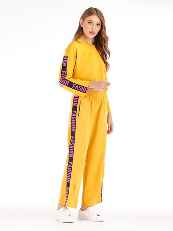 Letter Printed Split-Joint Sports Suits