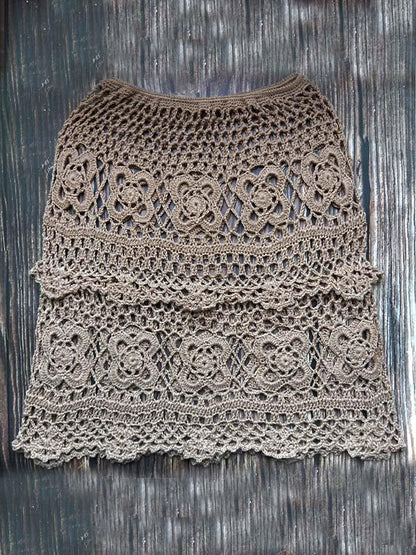 Hollow Crochet Beach Skirt Bottom