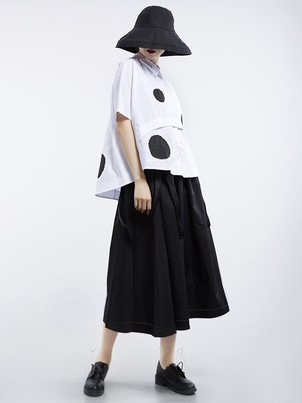 Loose Polka-dot Split-joint Shirt