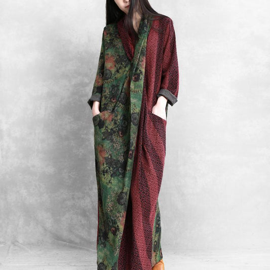 Buykud Printed Split Hem Irregular X-shaped Dress