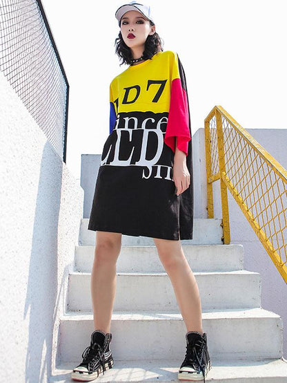 Loose Printed Letter T-Shirt Dress