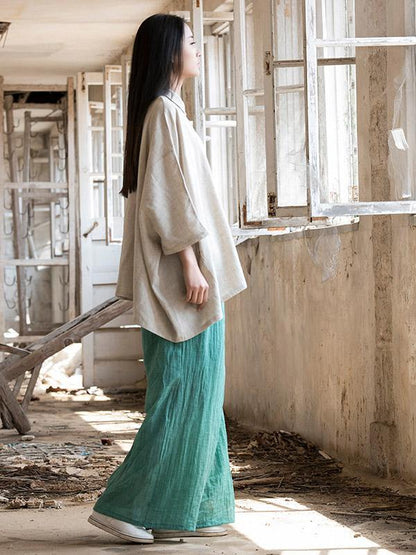 Cotton Collar Neck Loose Style Top, Two Colors