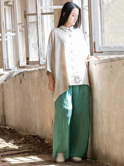 Cotton Collar Neck Loose Style Top, Two Colors