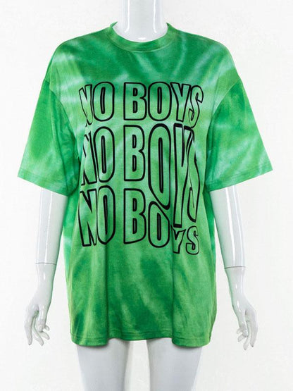 Fashion Printed Loose Solid T-shirt Top