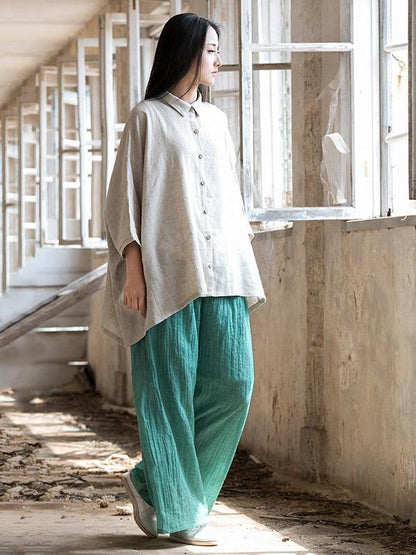 Cotton Collar Neck Loose Style Top, Two Colors