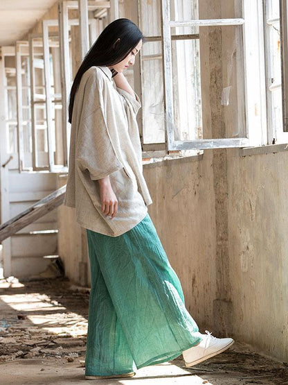 Cotton Collar Neck Loose Style Top, Two Colors