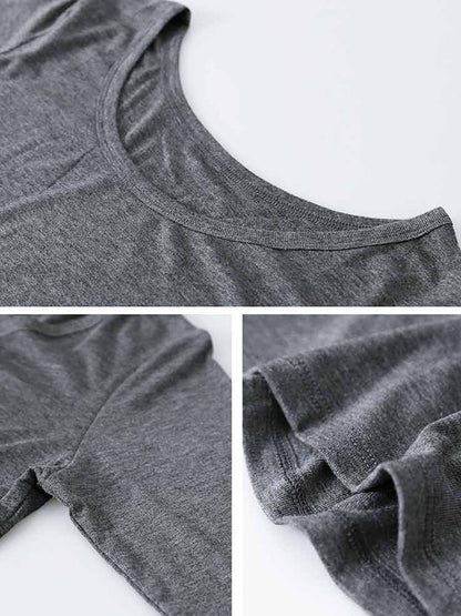 Casual Solid Color Long Sleeves Round-Neck T-Shirt Tops