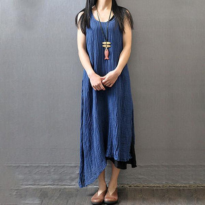 Casual Summer Women Wrinkled Sleeveless Dress