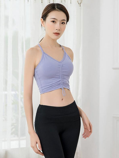 Drawstring Solid Padded Yoga Tanks