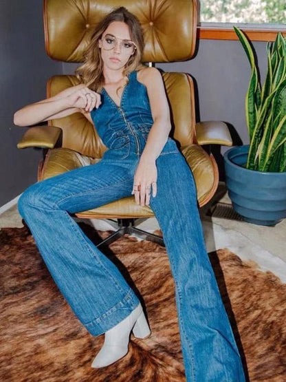 Fashion V-Neck Long Jumpsuits