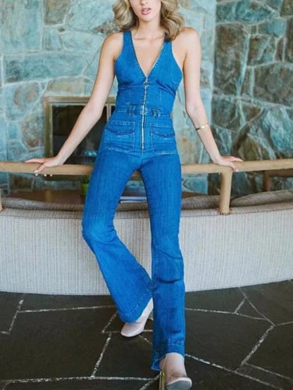 Fashion V-Neck Long Jumpsuits