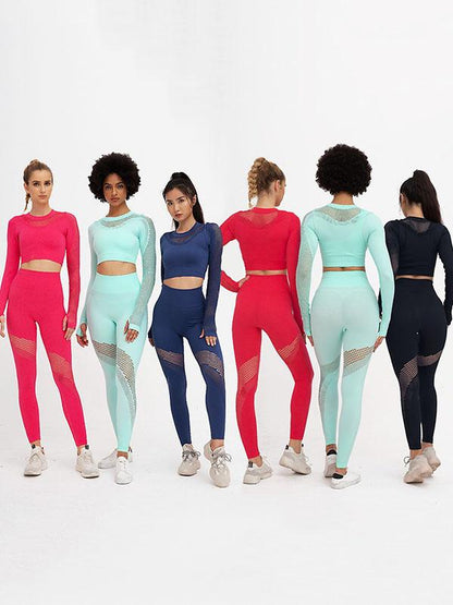 Sexy Hollow Long Sleeves Yoga Suits