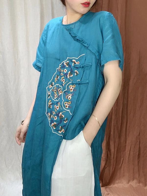 Original Embroidered Buckle Irregularity Tops