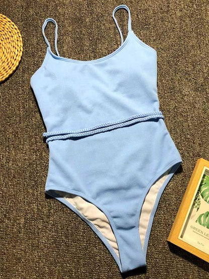 Plain Backless One Piece Swimsuit