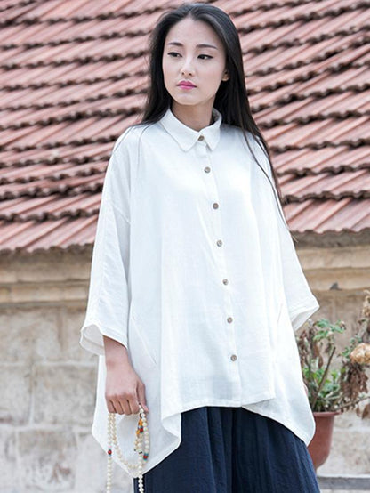 Cotton Collar Neck Loose Style Top, Two Colors