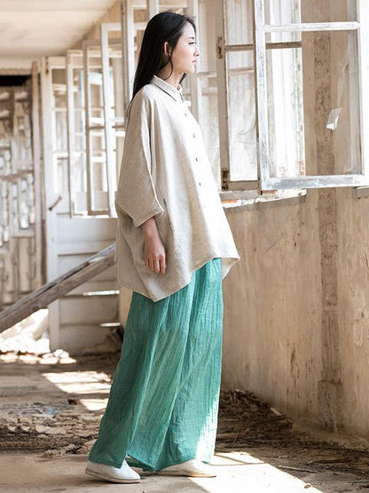 Cotton Collar Neck Loose Style Top, Two Colors