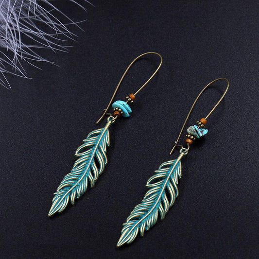 Alloy big retro leaf earrings
