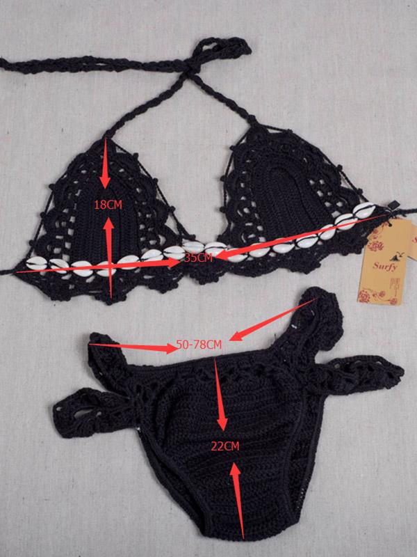 Crochet Gorgeous Embellished Split Bikini Swimsuit