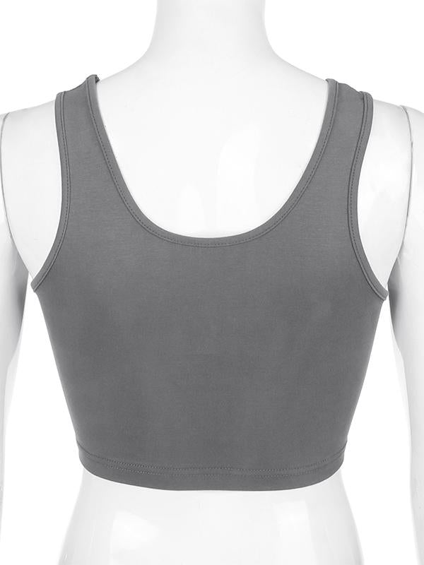 Solid Wrap Sleeveless Sports Bra