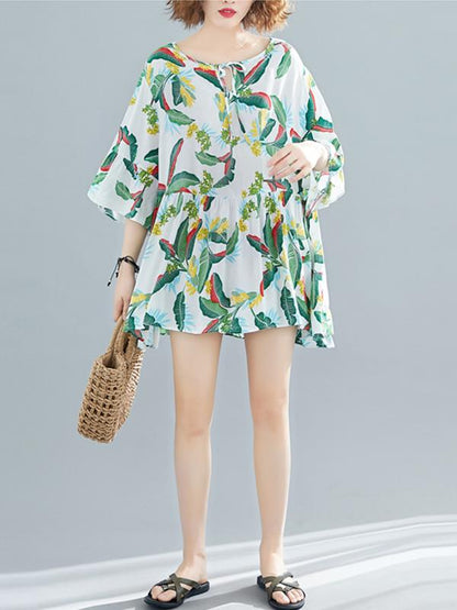 Loose Colorful leaves Printed Shirt