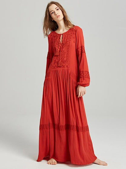 National Bohemia Long Sleeves Maxi Dress