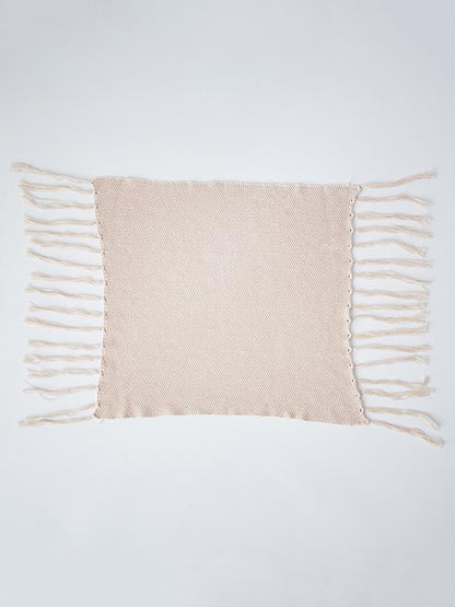 Full Cotton Solid Tasseled Napkin Mat