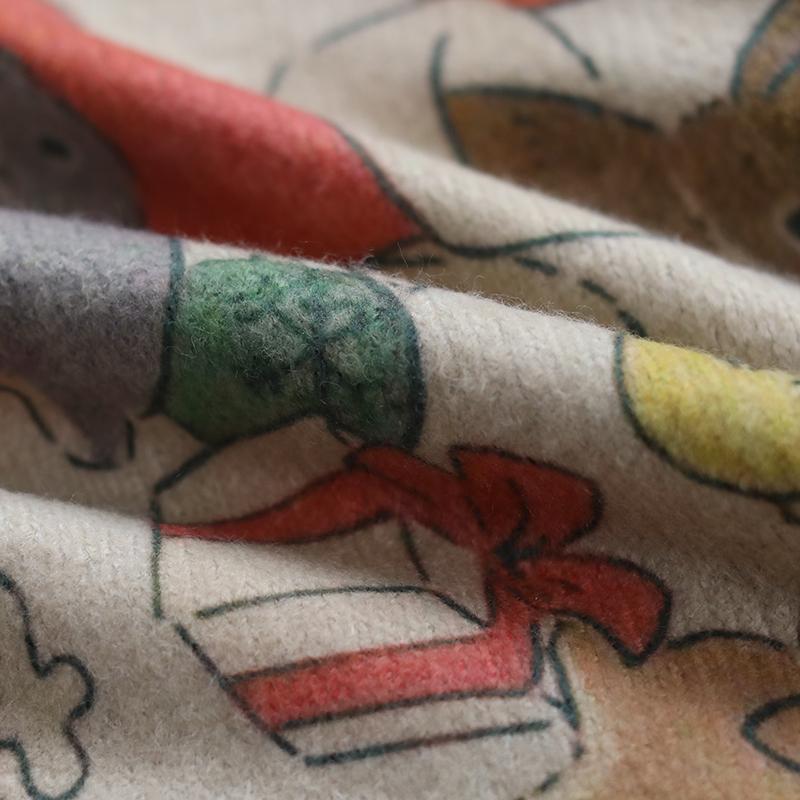 Buykud Loose O-neck Cartoon Printed Casual Sweater