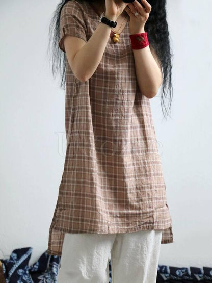 National Style Plaid Dress