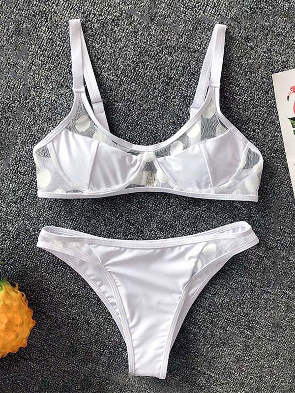 Solid Color Split-Joint Underwired Split Bikini Swimsuit