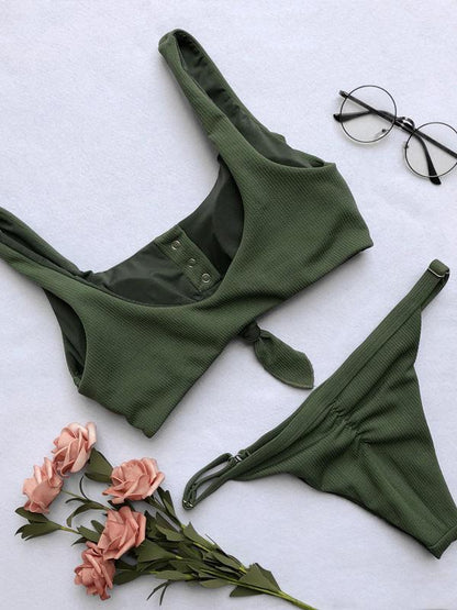 Ribbed Knot Bikinis Swimwear