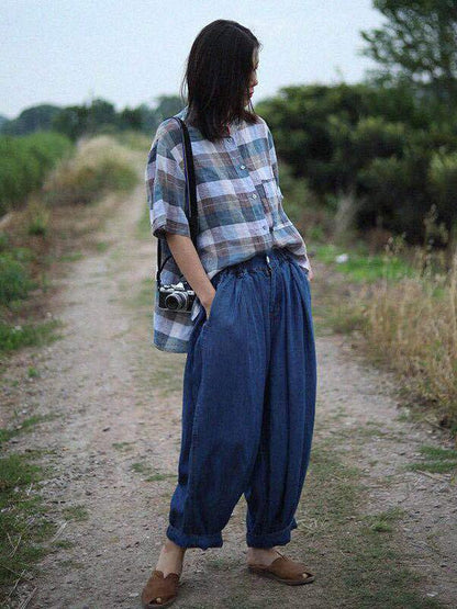Loose Retro Denim Harem Pants