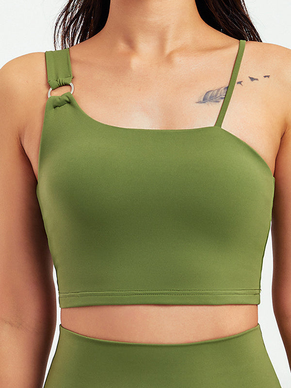 8 Colors Stylish Solid Color Spaghetti-Neck Sports Bra