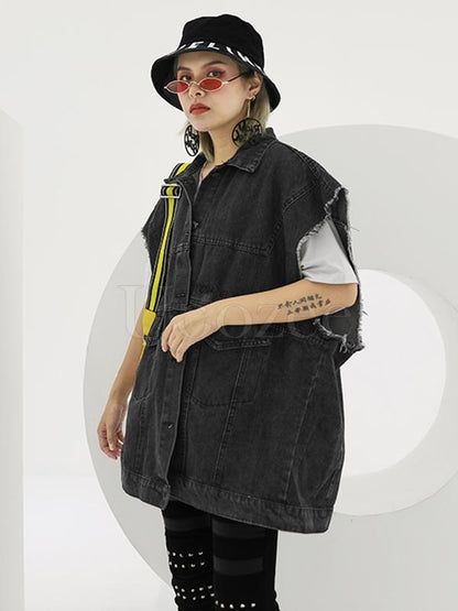 Casual Printed Jean Vest